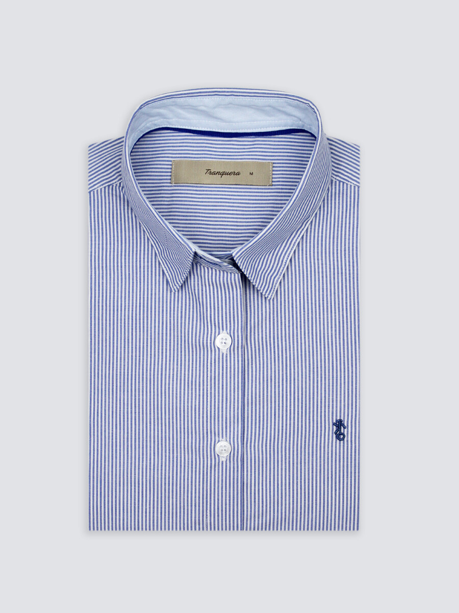Camisa Dama Clásica - Raya Celeste Fina 