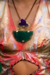 Cracked Necklace Verde Agua Y Violeta