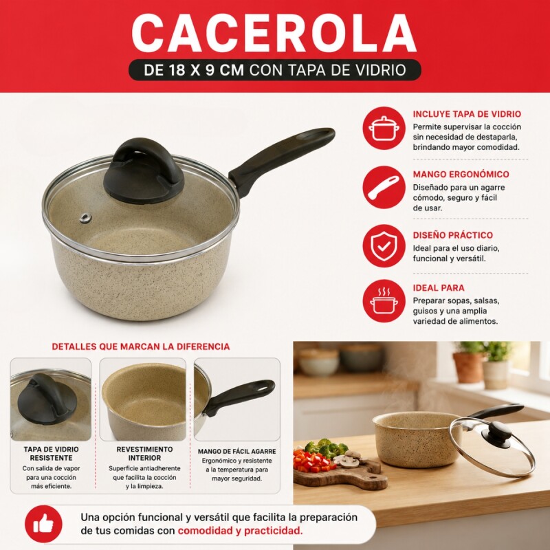 Cacerola 18X9cm BEIGE