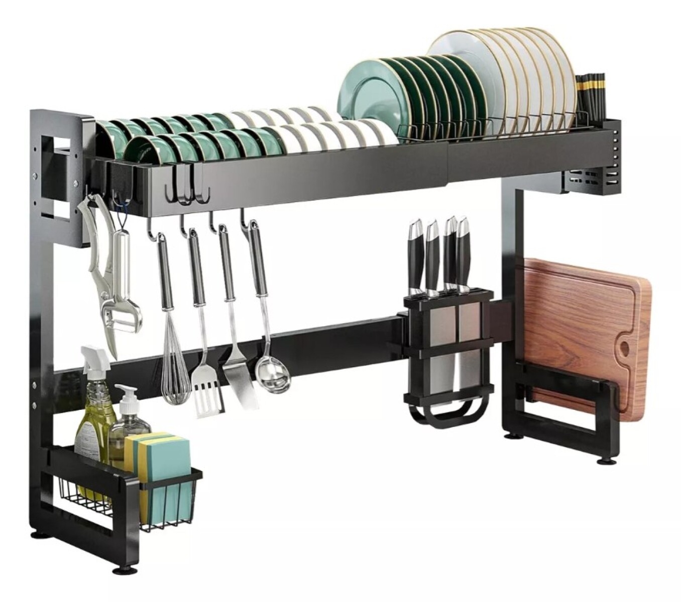 Escurridor Seca Platos Ajustable Regulable 65 a 95 cm Rack Acero Vajilla Ancho IMBACK Color Negro SPL015 