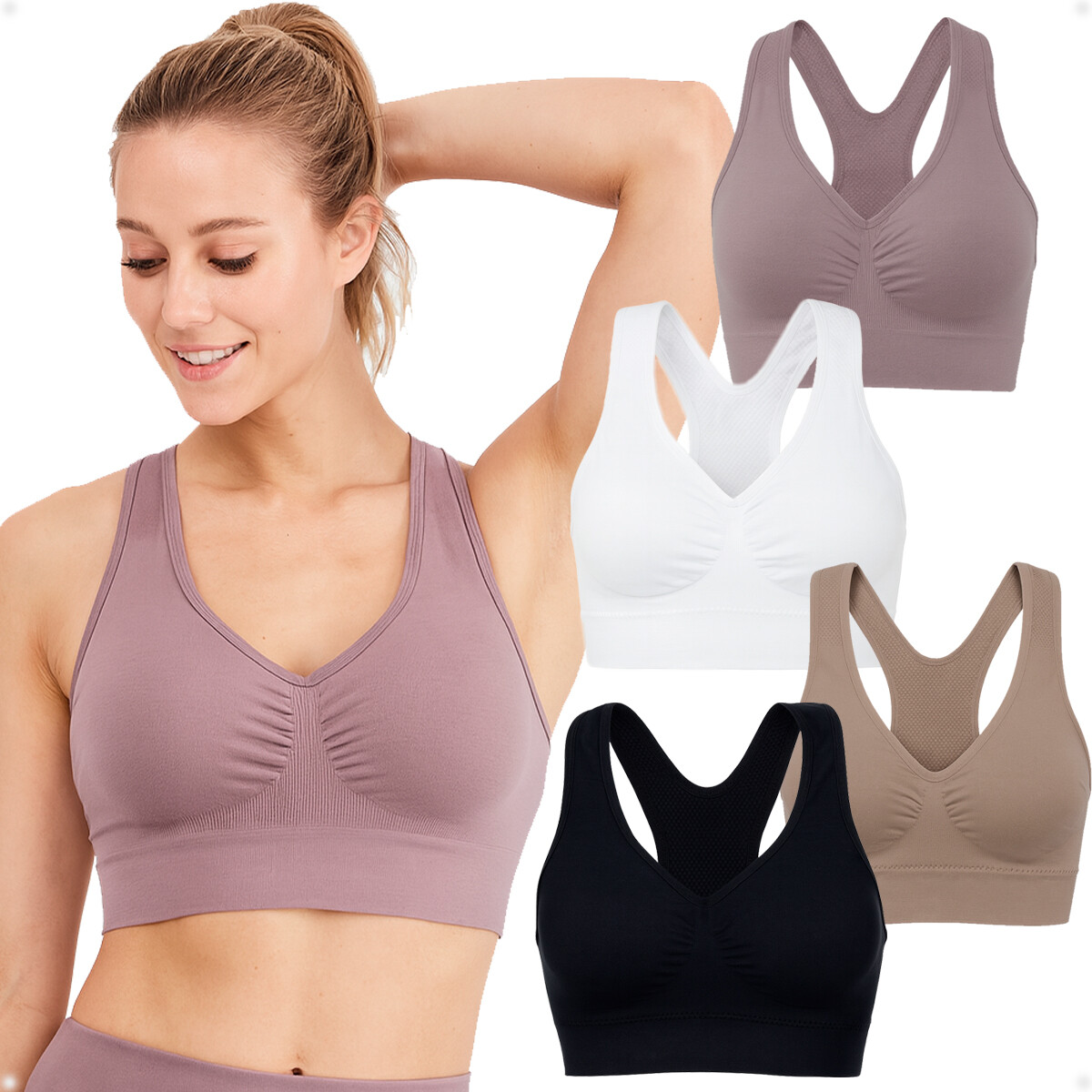 Soutien Top Sin Costuras Con Tiras Espalda Nadador Color - Rosa 