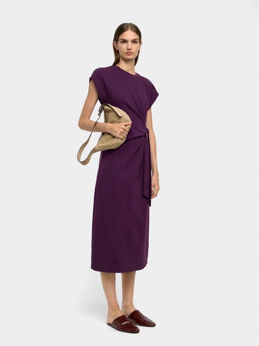 Vestido Drapeado 100% Algodón burdeos