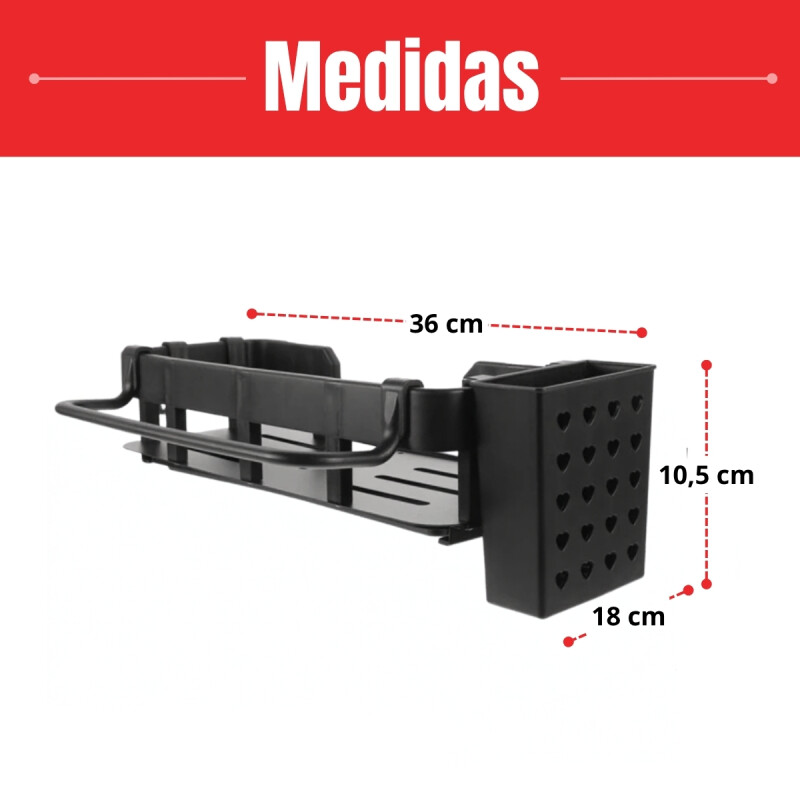Estante con adhesivo multiuso NEGRO