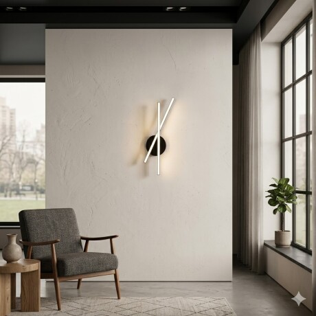 Aplique Led Diseño Doble Varal cruzado 12W Luz cálida NEGRO