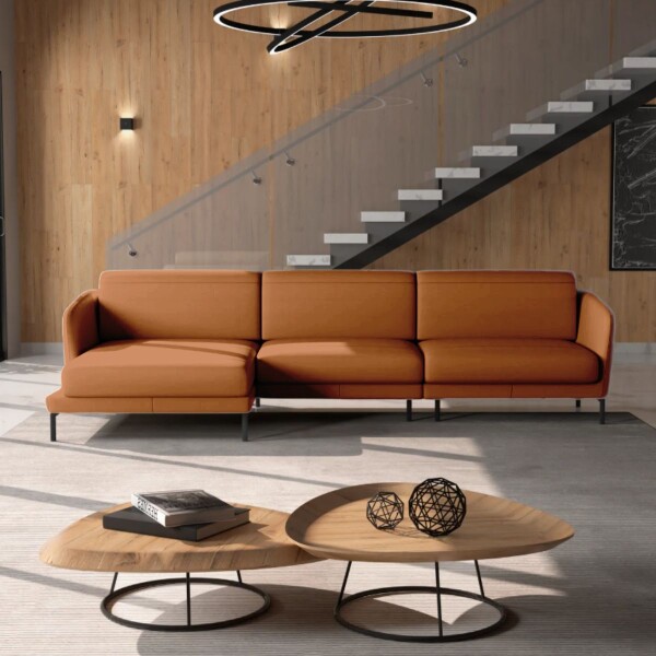 Sofá con Chaise JASPER Cognac - IZQUIERDO