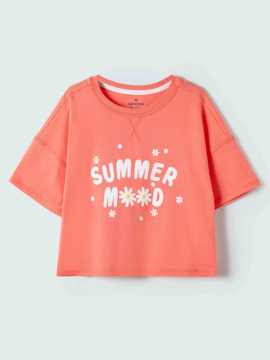 CAMISETA DE NIÑA ESTAMPADA - NARANJA — Hering