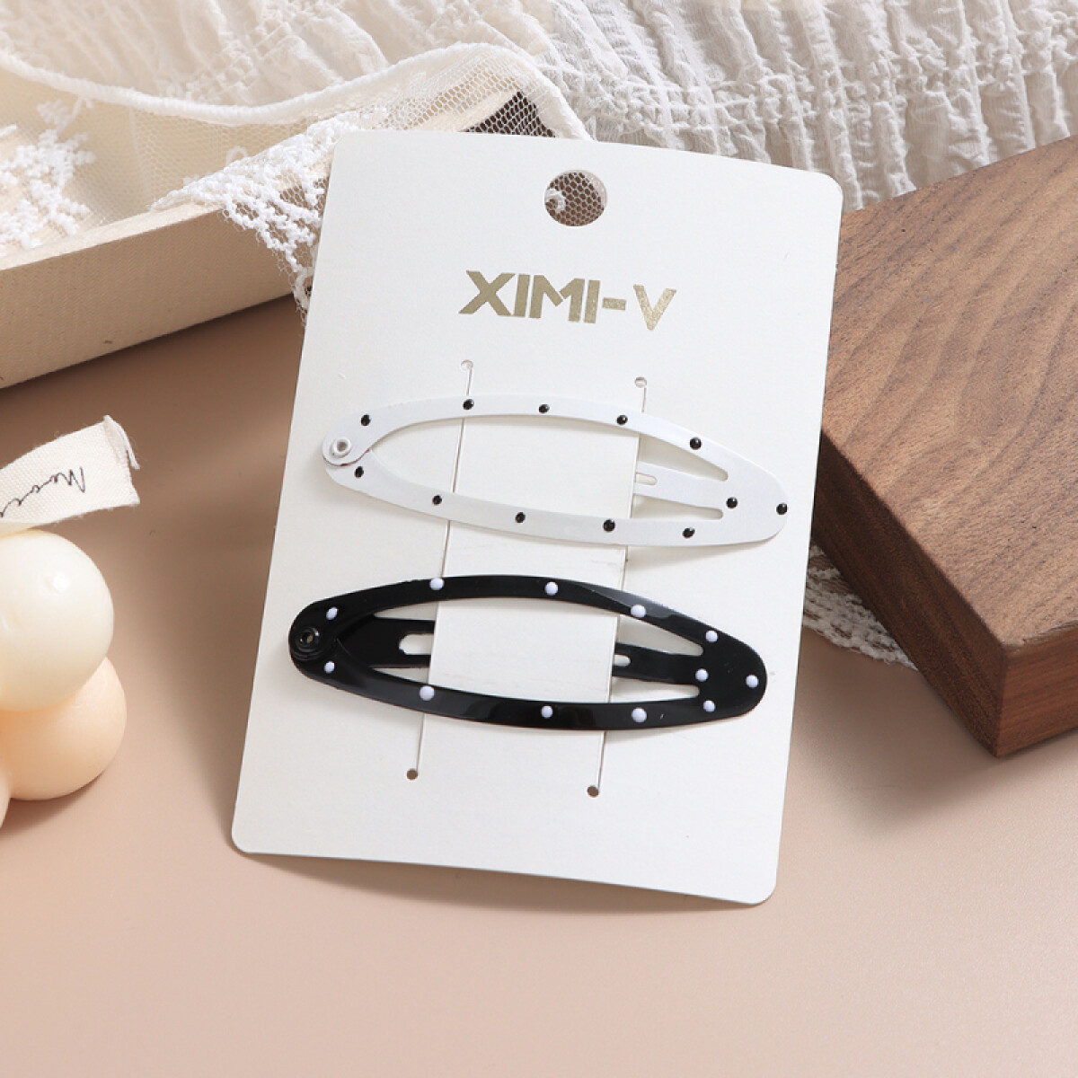 Clips De Pelo De Metal Polka Dot - 2 Unidades 