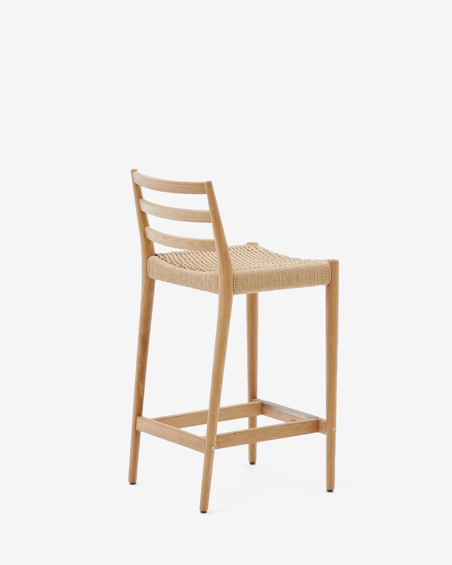 Taburete Analy respaldo madera maciza roble acabado natural y asiento cuerda 70cm FSC 100% Taburete Analy respaldo madera maciza roble acabado natural y asiento cuerda 70cm FSC 100%
