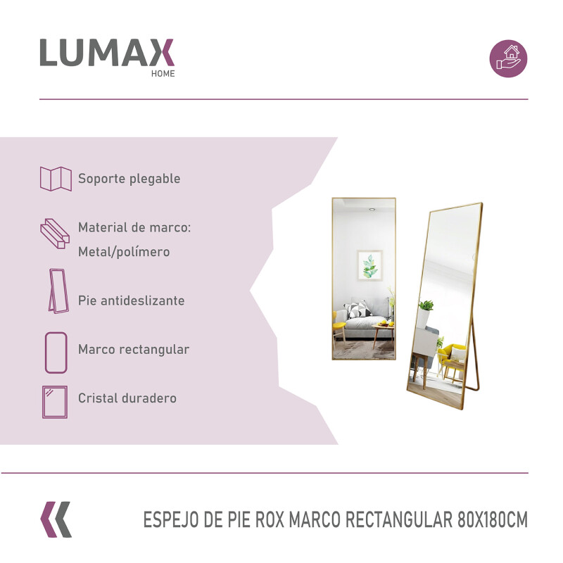 Espejo De Pie Lumax Rox Marco Rectangular 80 x 180cm Dorado