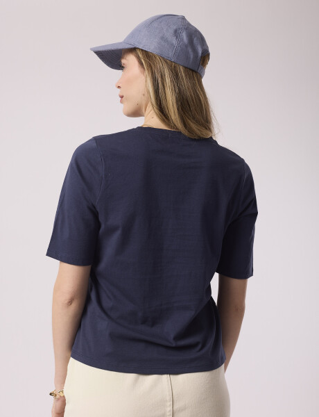 T-shirt bordada azul