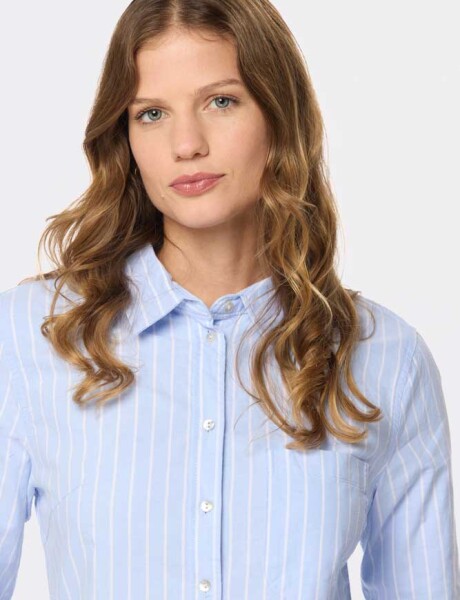 CAMISA OXFORD A RAYAS Celeste