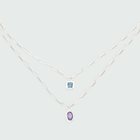 Cadena bicolor de MOON en plata 925 con piedras semipreciosas Cadena bicolor de MOON en plata 925 con piedras semipreciosas