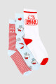 Pack x3 medias algodón infantil media caña con abs floral snoopy  Variante 26