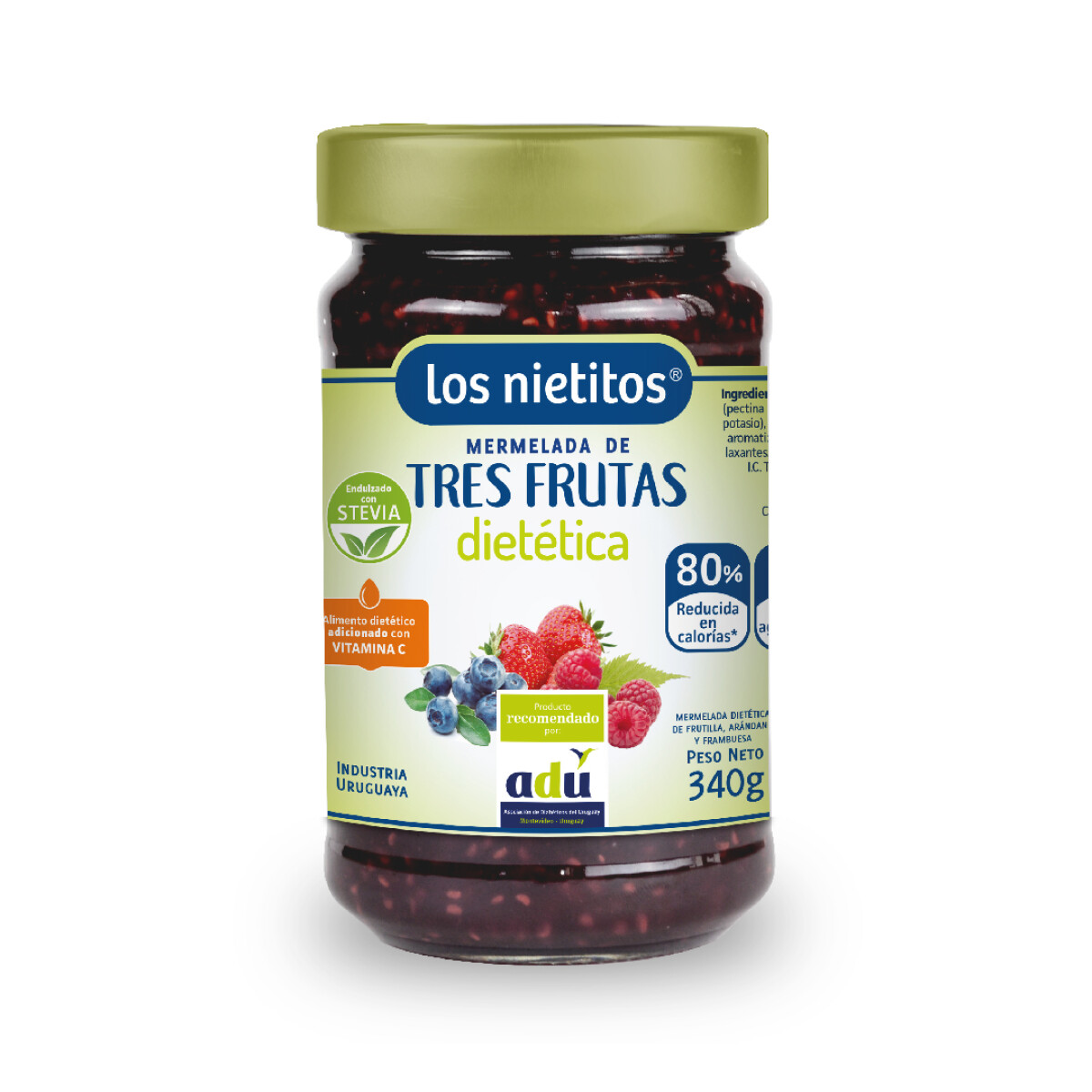 Mermelada Tres Frutas Sin Azúcar Los Nietitos 340g 