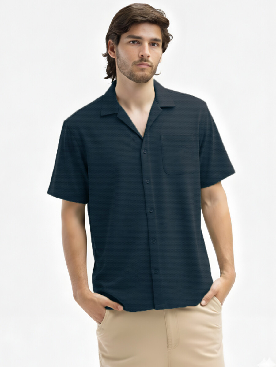 Camisa Algodón Pique Santorini - Marino 