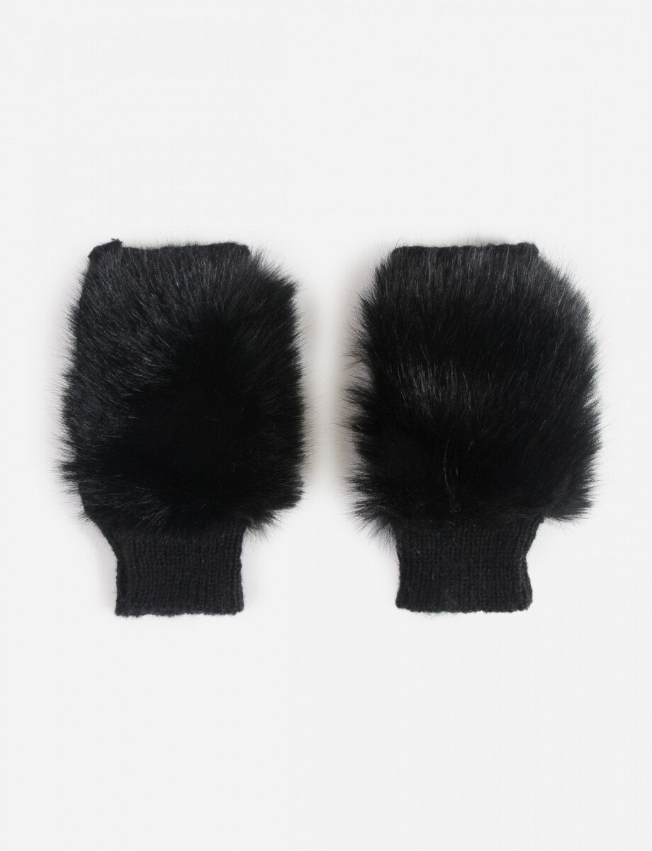 Guantes mitón simil piel - negro 