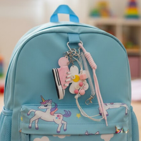 Llavero con accesorios Flor y Zapatilla Rosado