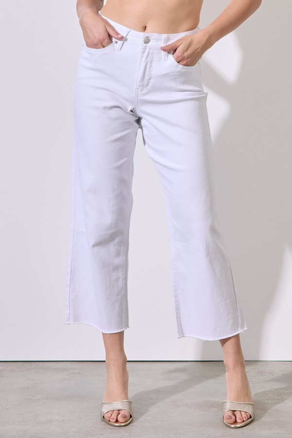 Jean Wide Crop BLANCO