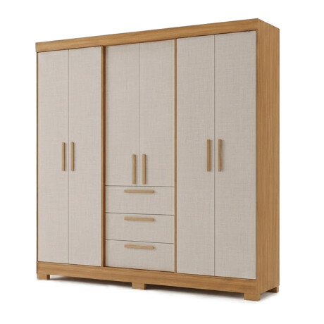 ROPERO 6 PUERTAS 2 CAJONES GUARDARROPA ARMARIO CLOSET PLACARD Color madera
