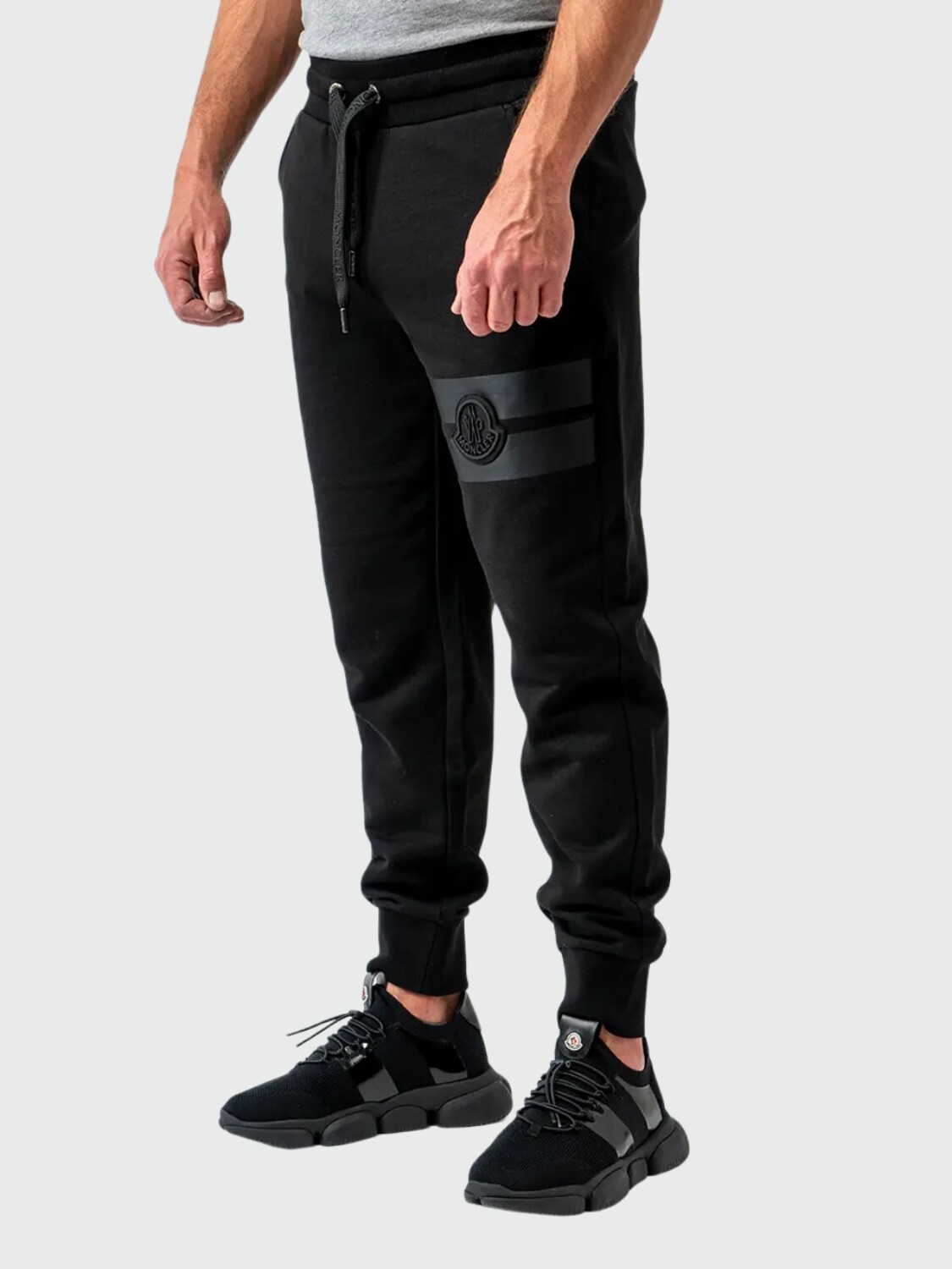 Moncler -Pantalón deportivo de algodón con bolsillos Negro