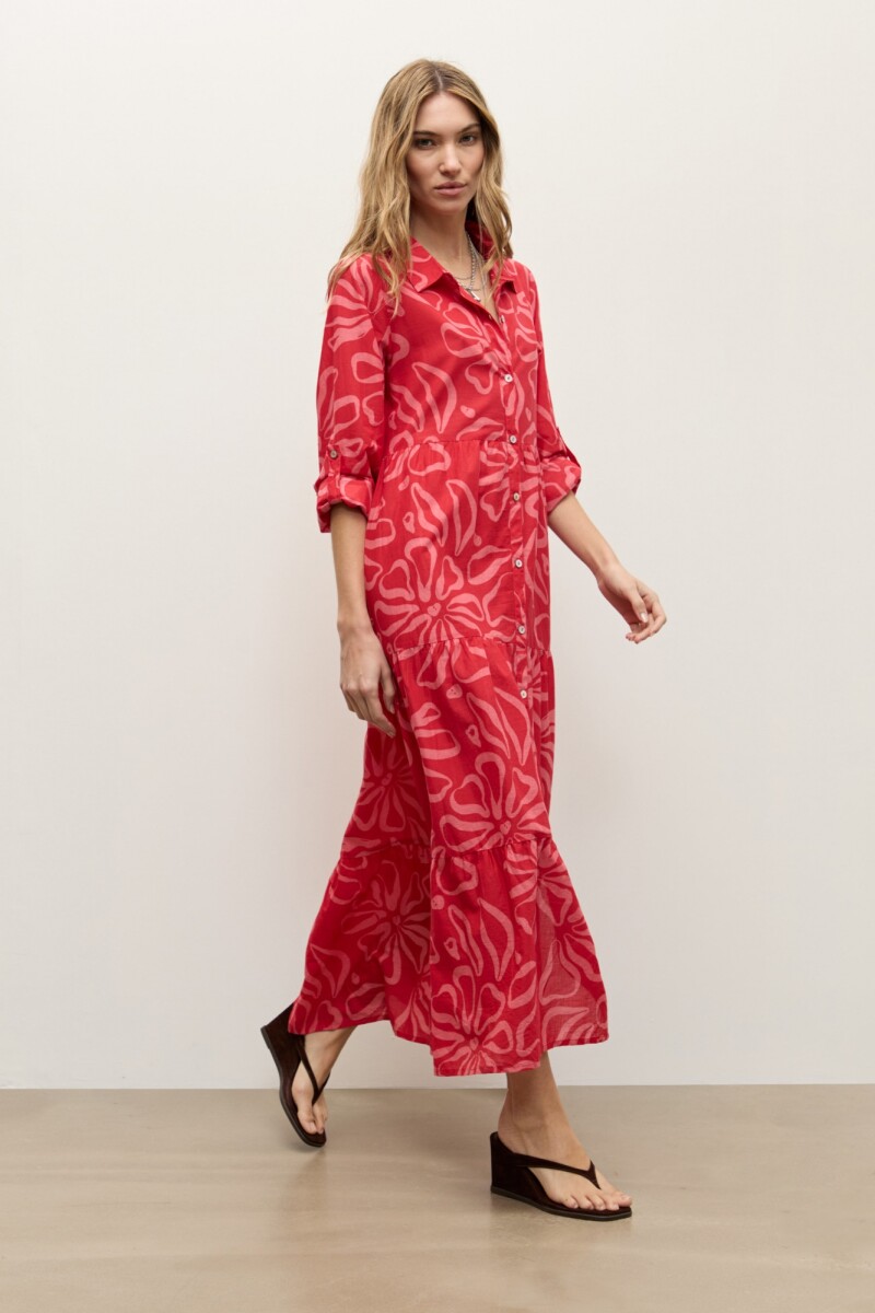 Maxi vestido estampa floral - rojo 