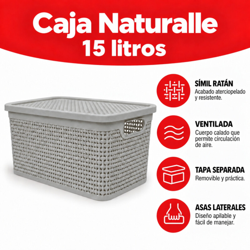 Set x4 Caja simil ratán 15 lts CAPPUCCINO