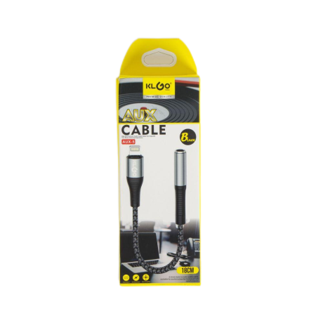 CABLE ADAPTADOR KLGO IPHONE LIGHTNING A 3,5MM AUXILIAR REFORZADO CABLE ADAPTADOR KLGO IPHONE LIGHTNING A 3,5MM AUXILIAR REFORZADO