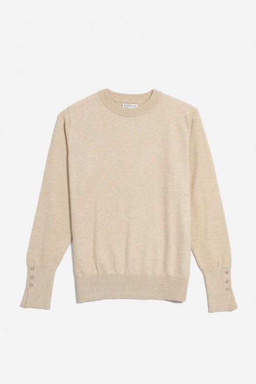 Sweater con detalle en manga BEIGE