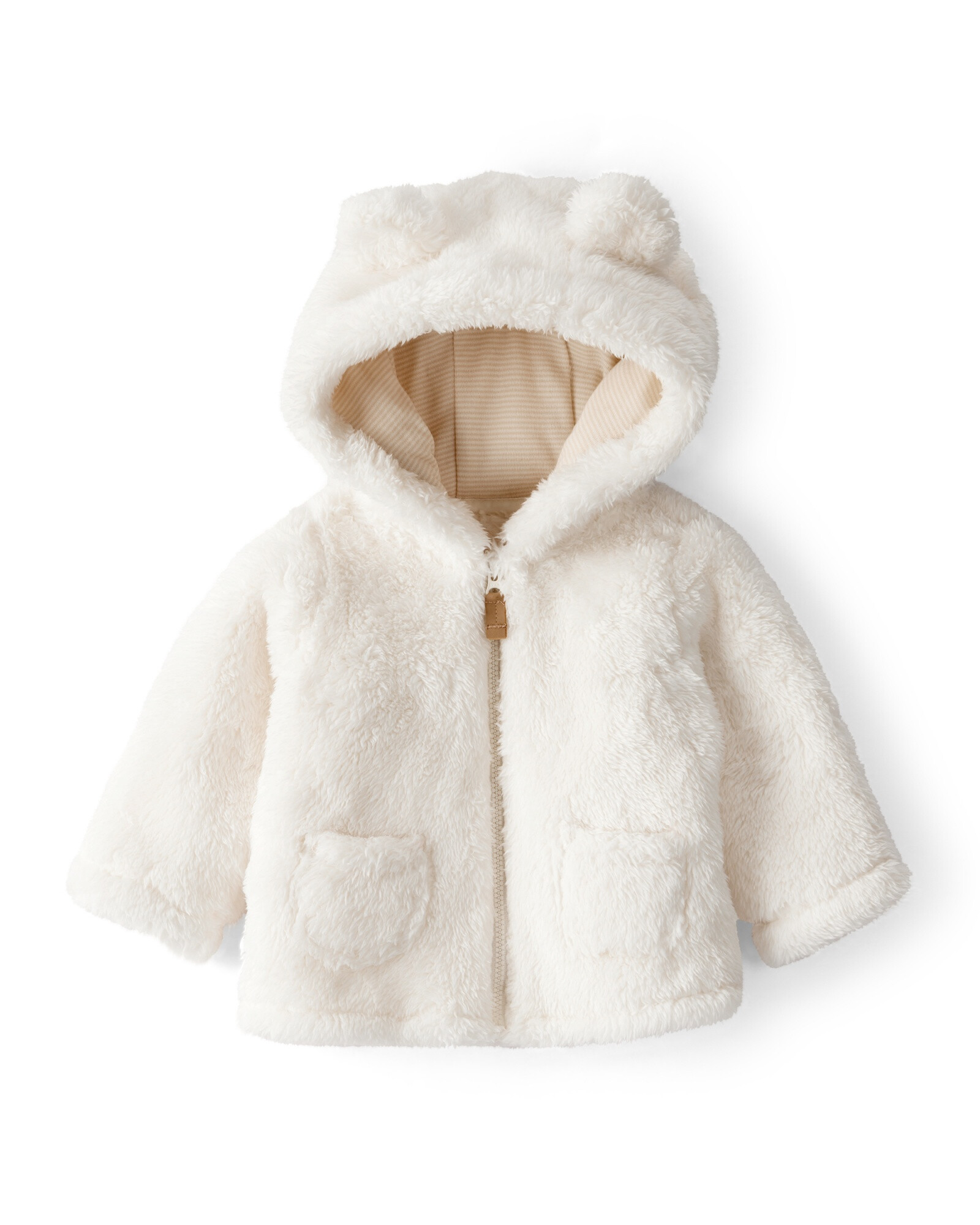 Campera de sherpa, con capucha, blanca Campera de sherpa, con capucha, blanca