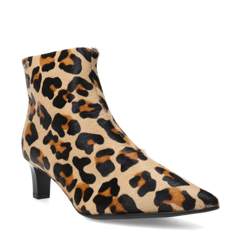 Bota de Mujer Bottero Caña Baja Y Taco Fino Animal Print
