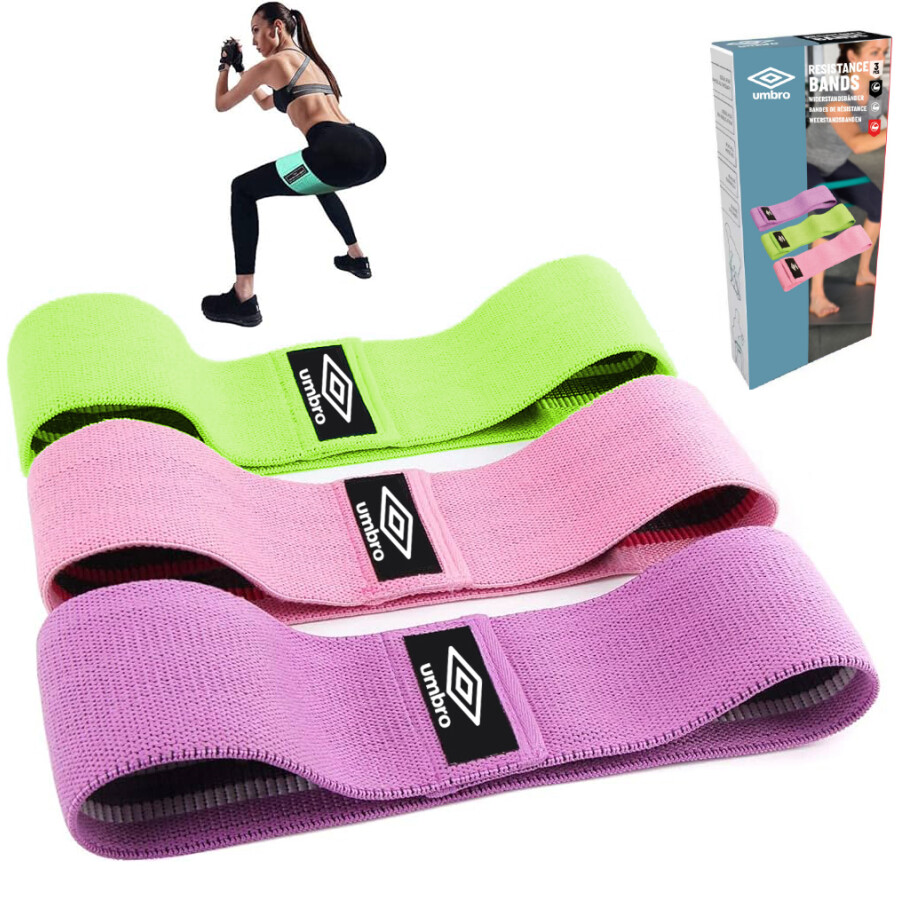 Banda Umbro Resistance Bands Textil x3 Lila - Rosado - Verde Agua