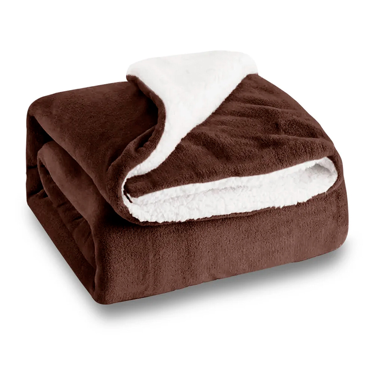 Manta sherpa 150 x 200 1 plaza y media - MARRON 