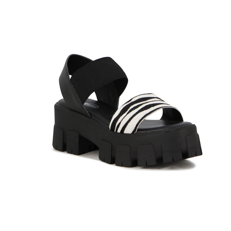 Sandalia Mujer Darkness Plataforma Negro-blanco