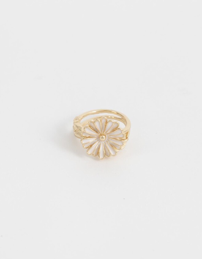 Anillos Medianos y Grandes Con flores Anillo Margarita - Dorado