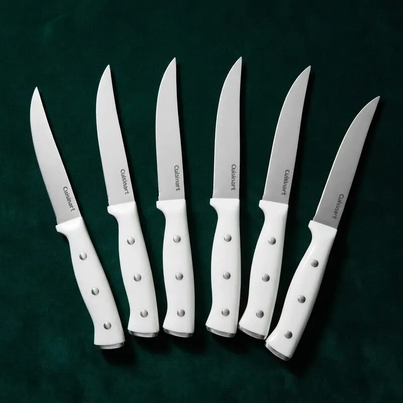 Juego De Cuchillos de acero inoxidable mango blanco Cuisinart 77WTR-6PSK Juego De Cuchillos de acero inoxidable mango blanco Cuisinart 77WTR-6PSK