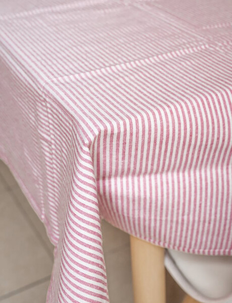 Mantel circular Selecta en algodón 160cm Rosa con líneas