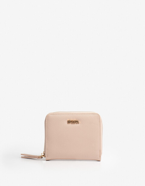 Billetera Zip Round Billetera Cuadrada Rosa - Rosa Pastel