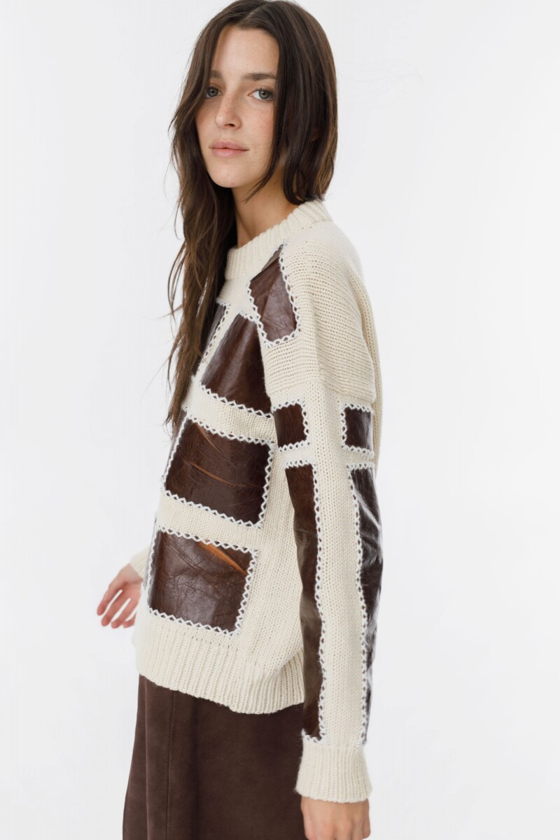Sweater Leather Ice Crudo/Marron