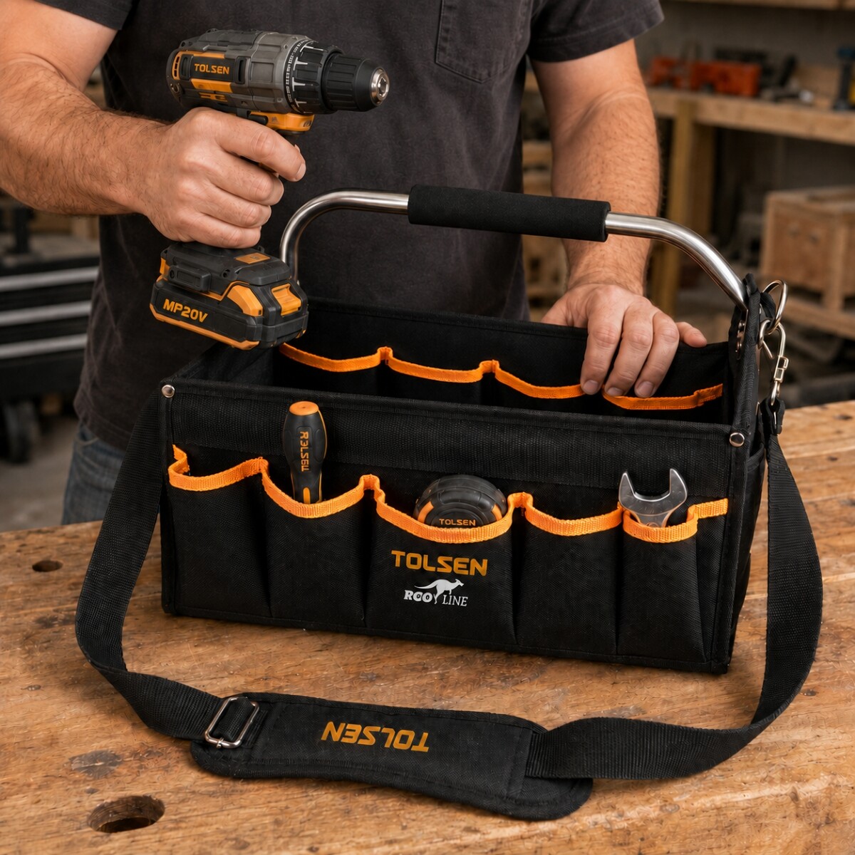 BOLSO INSDUTRIAL C/ASA METAL 17" TOLSEN Bolso Insdutrial C/asa Metal 17" Tolsen