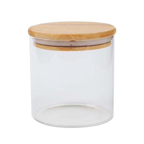 Recipiente vidrio tapa de madera 100*100mm N/a