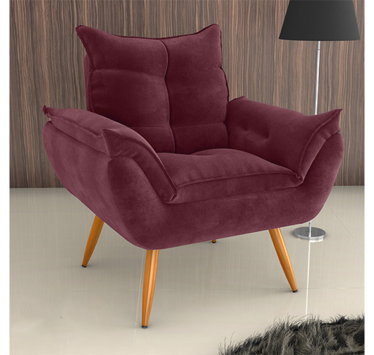 Sillón 1 cuerpo Poltrona Turin - Bordó 