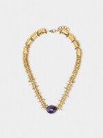 Collar Corto Con Colgante De Piedra violeta