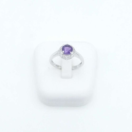 Anillo de plata 925 rodinada Con Amatista Y Circonias
