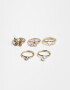 Anillos Infantiles Con corazón Set De Anillos Infantiles - Dorado