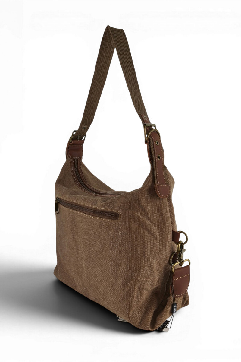 Cartera lona con hebillas Marrón