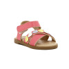 Angus Sandalia Niña Tira Cruzada C/ Pulsera Y Velcro Coral