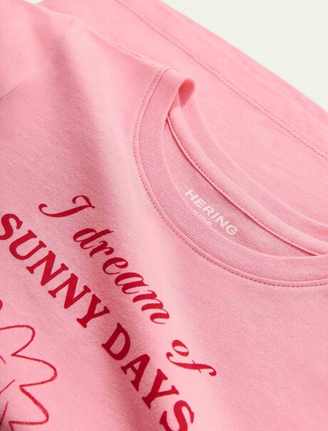CAMISETA INFANTIL CON ESTAMPA ROSADO