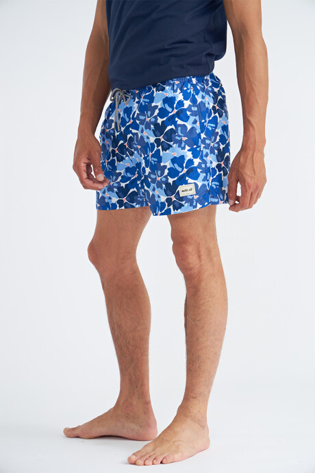 Short cl�sico Henry Azul floreado