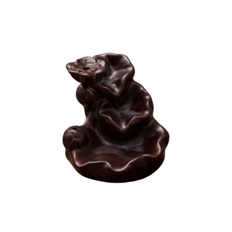 Porta Incienso cascada de cerámica para cono Hojas Negro