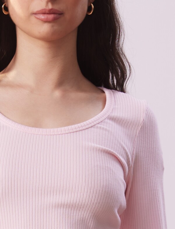 Remera Basica Ribs ROSA CLARO